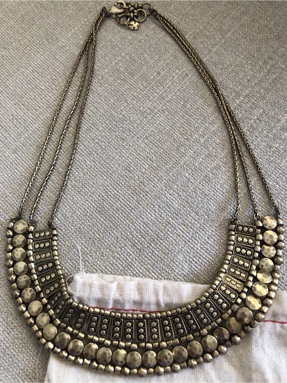 Lucky Brand Gold Three Strand Beaded Necklace